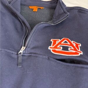 Men's Navy Cornerstone Auburn Quarter Zip-Up Sweater with Logo